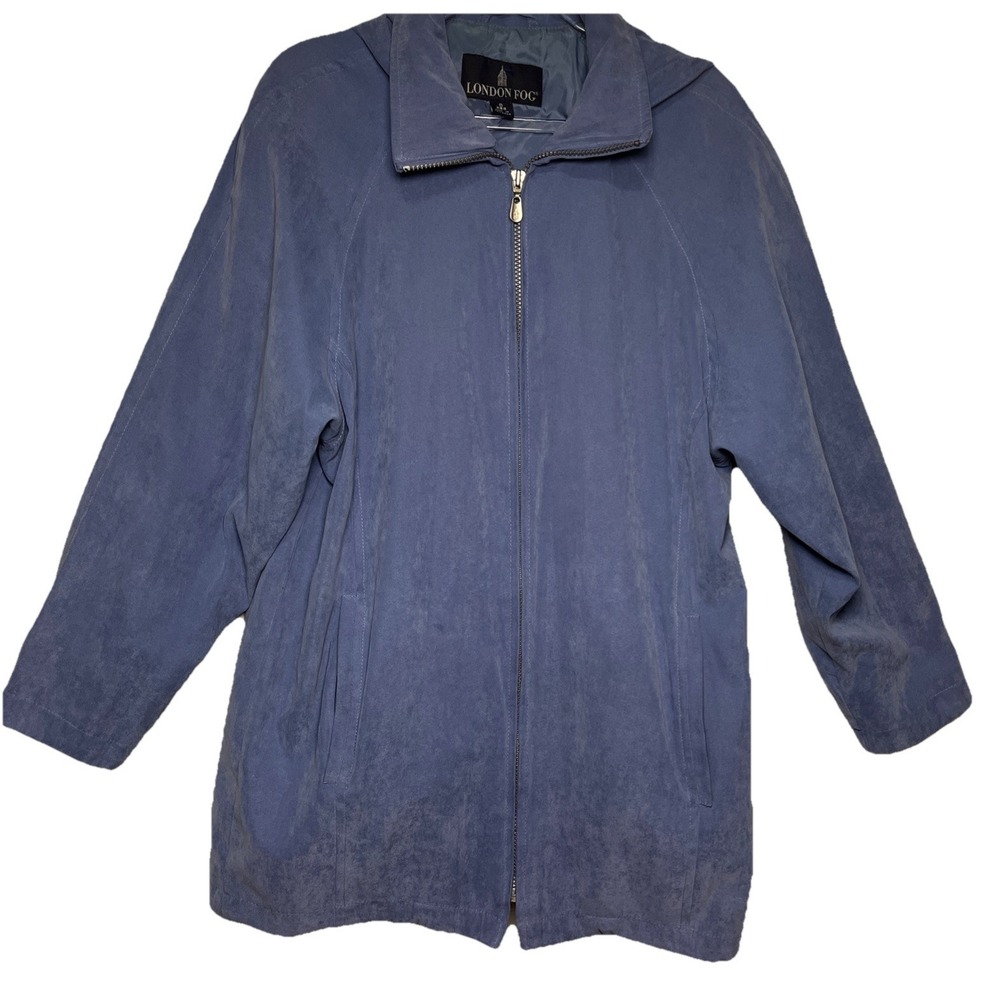 Vintage London Fog Zip Coat Hooded Jacket Women's‎ Size Periwinkle Blue